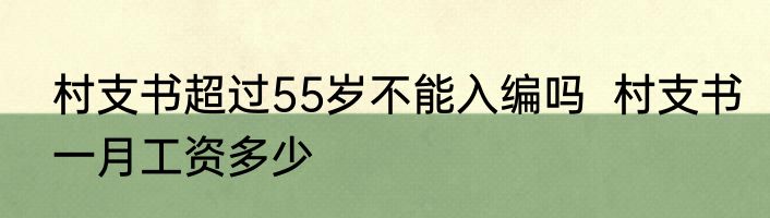 村支书超过55岁不能入编吗  村支书一月工资多少