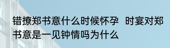 错撩郑书意什么时候怀孕  时宴对郑书意是一见钟情吗为什么
