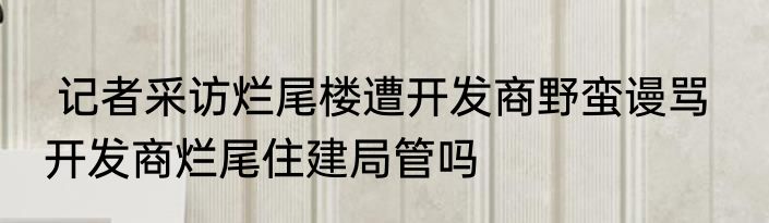  记者采访烂尾楼遭开发商野蛮谩骂   开发商烂尾住建局管吗