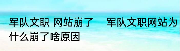 军队文职 网站崩了    军队文职网站为什么崩了啥原因 