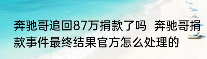 奔驰哥追回87万捐款了吗  奔驰哥捐款事件最终结果官方怎么处理的
