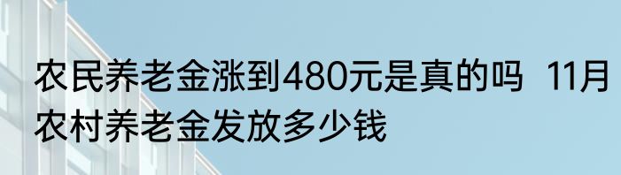 农民养老金涨到480元是真的吗  11月农村养老金发放多少钱