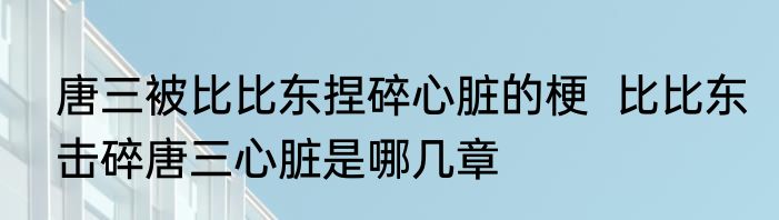 唐三被比比东捏碎心脏的梗  比比东击碎唐三心脏是哪几章