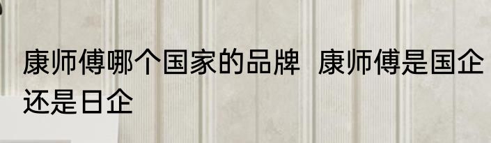 康师傅哪个国家的品牌  康师傅是国企还是日企
