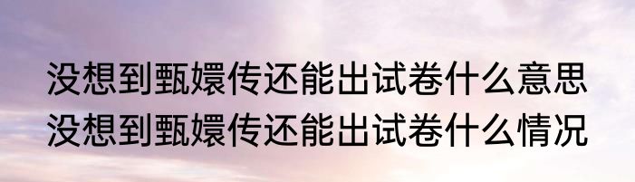 没想到甄嬛传还能出试卷什么意思  	没想到甄嬛传还能出试卷什么情况