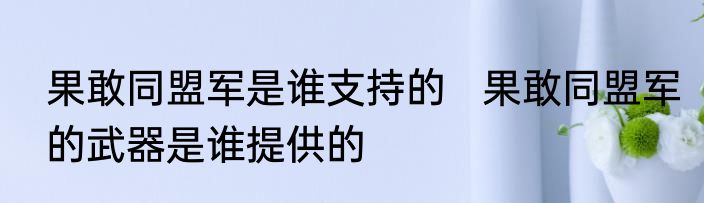 果敢同盟军是谁支持的   果敢同盟军的武器是谁提供的