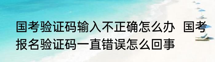 国考验证码输入不正确怎么办  国考报名验证码一直错误怎么回事