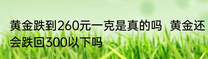 黄金跌到260元一克是真的吗  黄金还会跌回300以下吗