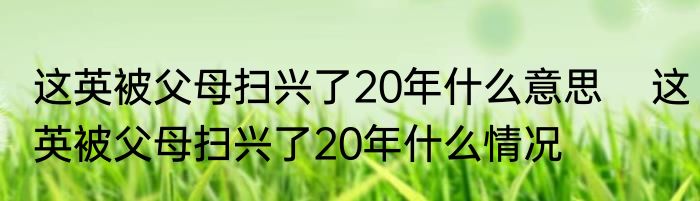 这英被父母扫兴了20年什么意思    这英被父母扫兴了20年什么情况