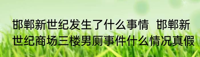 邯郸新世纪发生了什么事情  邯郸新世纪商场三楼男厕事件什么情况真假
