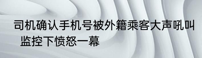  司机确认手机号被外籍乘客大声吼叫    监控下愤怒一幕