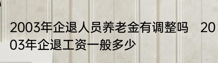 2003年企退人员养老金有调整吗   2003年企退工资一般多少