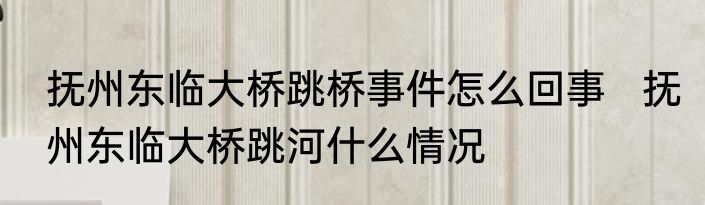 抚州东临大桥跳桥事件怎么回事   抚州东临大桥跳河什么情况