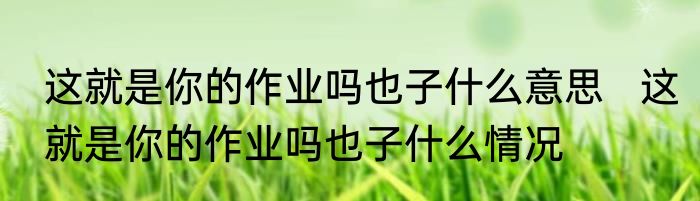 这就是你的作业吗也子什么意思   这就是你的作业吗也子什么情况 