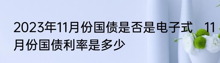 2023年11月份国债是否是电子式   11月份国债利率是多少