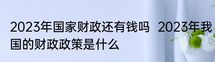 2023年国家财政还有钱吗  2023年我国的财政政策是什么