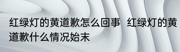 红绿灯的黄道歉怎么回事  红绿灯的黄道歉什么情况始末