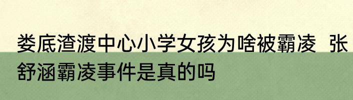 娄底渣渡中心小学女孩为啥被霸凌  张舒涵霸凌事件是真的吗  