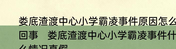 娄底渣渡中心小学霸凌事件原因怎么回事   娄底渣渡中心小学霸凌事件什么情况真假