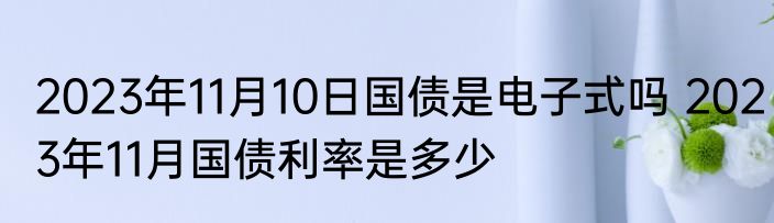 2023年11月10日国债是电子式吗 2023年11月国债利率是多少