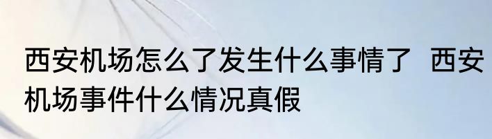 西安机场怎么了发生什么事情了  西安机场事件什么情况真假