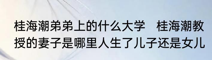 桂海潮弟弟上的什么大学   桂海潮教授的妻子是哪里人生了儿子还是女儿
