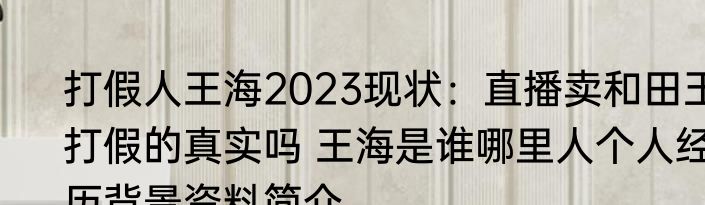 打假人王海2023现状：直播卖和田玉打假的真实吗 王海是谁哪里人个人经历背景资料简介