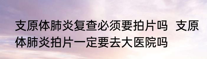 支原体肺炎复查必须要拍片吗  支原体肺炎拍片一定要去大医院吗