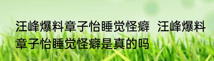 汪峰爆料章子怡睡觉怪癖  汪峰爆料章子怡睡觉怪癖是真的吗