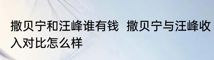 撒贝宁和汪峰谁有钱  撒贝宁与汪峰收入对比怎么样