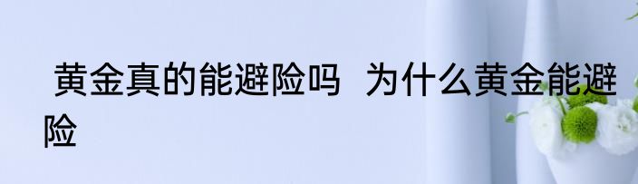 黄金真的能避险吗  为什么黄金能避险