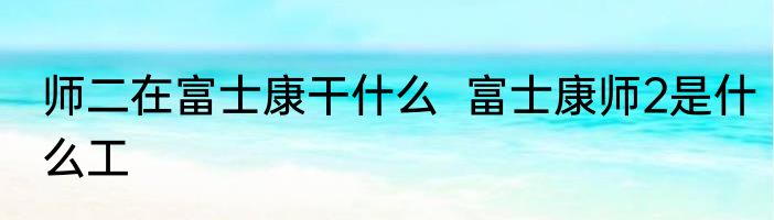 师二在富士康干什么  富士康师2是什么工