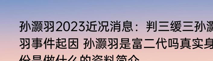 孙灏羽2023近况消息：判三缓三孙灏羽事件起因 孙灏羽是富二代吗真实身份是做什么的资料简介