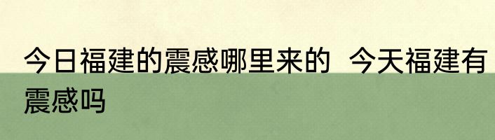 今日福建的震感哪里来的  今天福建有震感吗