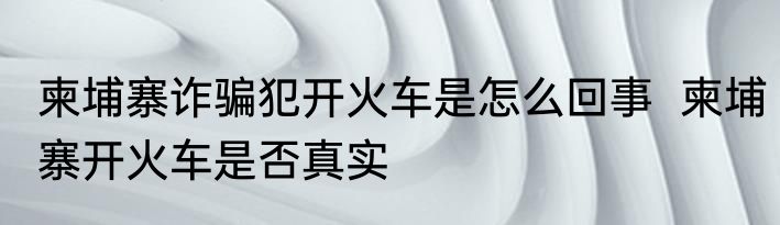 柬埔寨诈骗犯开火车是怎么回事  柬埔寨开火车是否真实