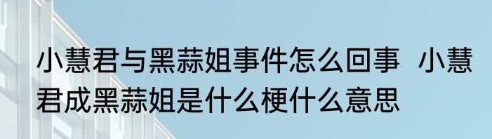 小慧君与黑蒜姐事件怎么回事  小慧君成黑蒜姐是什么梗什么意思