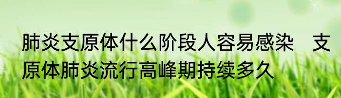 肺炎支原体什么阶段人容易感染   支原体肺炎流行高峰期持续多久