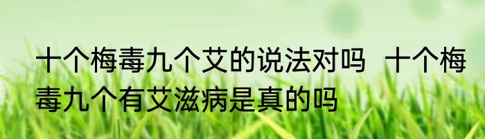 十个梅毒九个艾的说法对吗  十个梅毒九个有艾滋病是真的吗