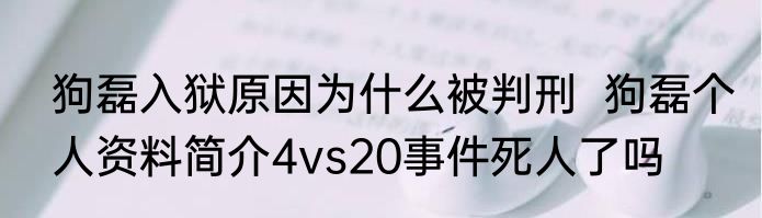 狗磊入狱原因为什么被判刑  狗磊个人资料简介4vs20事件死人了吗