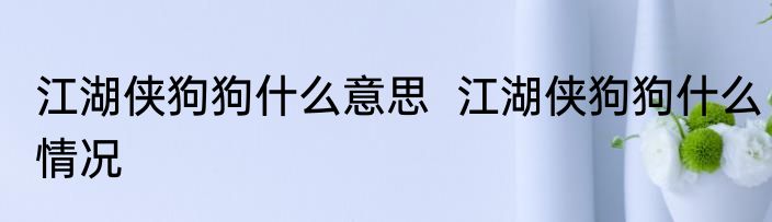 江湖侠狗狗什么意思  江湖侠狗狗什么情况