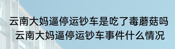 云南大妈逼停运钞车是吃了毒蘑菇吗   云南大妈逼停运钞车事件什么情况