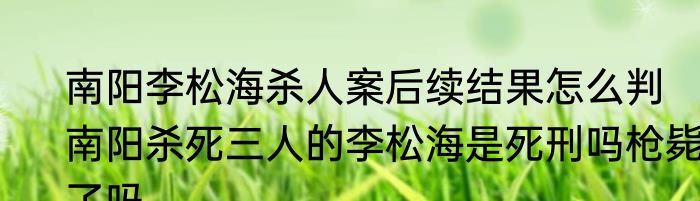 南阳李松海杀人案后续结果怎么判    南阳杀死三人的李松海是死刑吗枪毙了吗