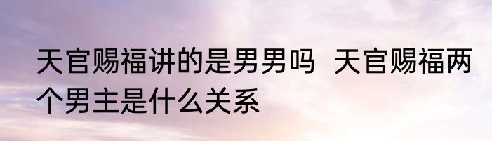 天官赐福讲的是男男吗  天官赐福两个男主是什么关系
