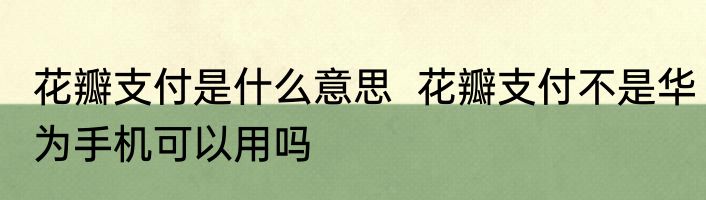 花瓣支付是什么意思  花瓣支付不是华为手机可以用吗