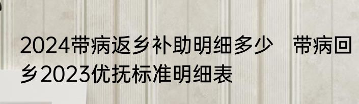 2024带病返乡补助明细多少   带病回乡2023优抚标准明细表
