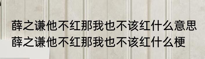 薛之谦他不红那我也不该红什么意思 	薛之谦他不红那我也不该红什么梗