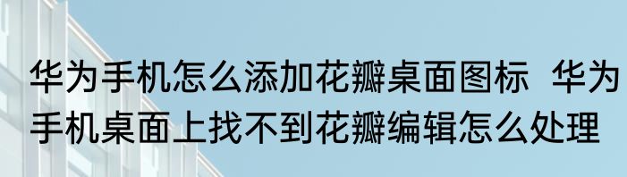 华为手机怎么添加花瓣桌面图标  华为手机桌面上找不到花瓣编辑怎么处理