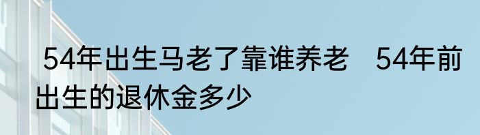  54年出生马老了靠谁养老   54年前出生的退休金多少