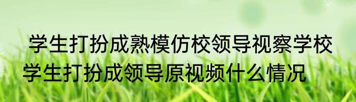  学生打扮成熟模仿校领导视察学校  学生打扮成领导原视频什么情况