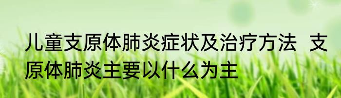儿童支原体肺炎症状及治疗方法  支原体肺炎主要以什么为主